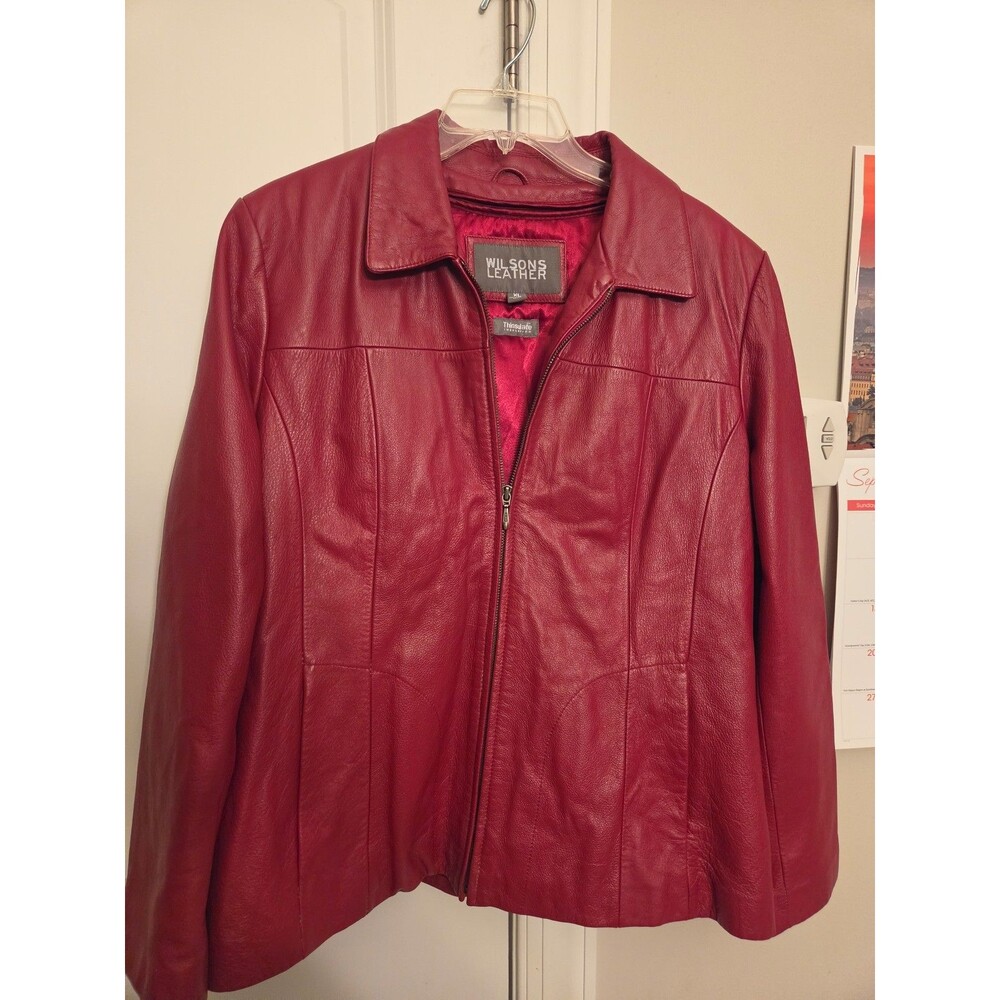 Wilsons Leather Red Genuine Leather Jacket Women's Size XL